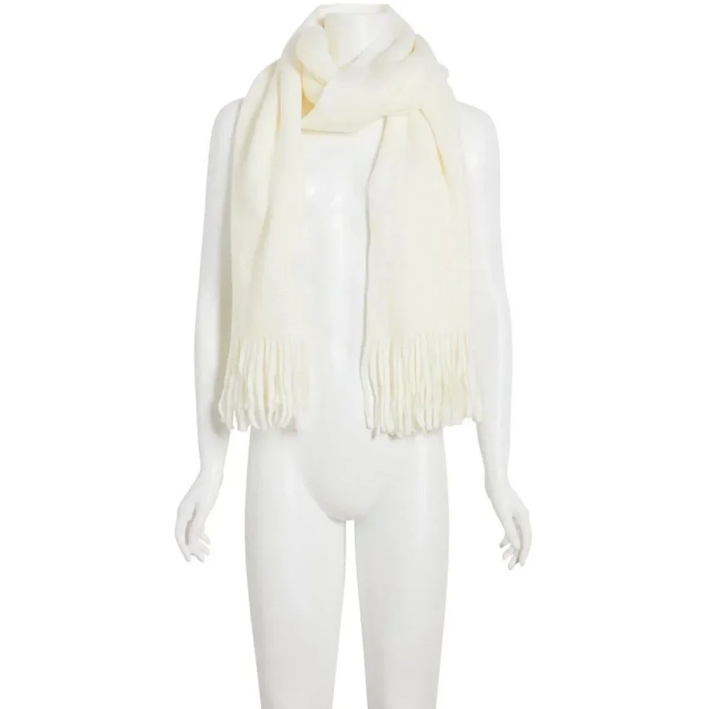 Steve Madden Ivory Off White Fleece Blanket‎ Scarf Super-Soft Knit Muffler NWT